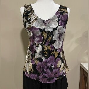 Alex Evenings Floral Camisole - Purple, Gold, and Black